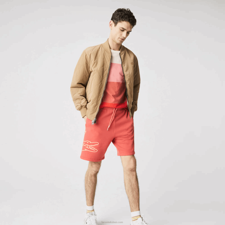 homens Lacoste vermelho 67g shorts de lã com estampa de crocodilo 08D01608