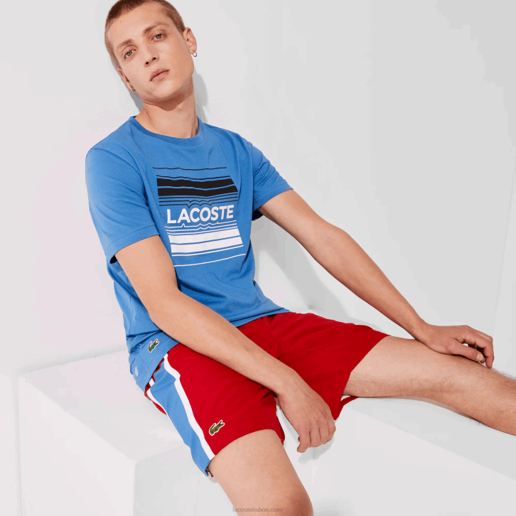 homens Lacoste vermelho azul branco cmj shorts leves com painéis colorblock esportivos 08D01366