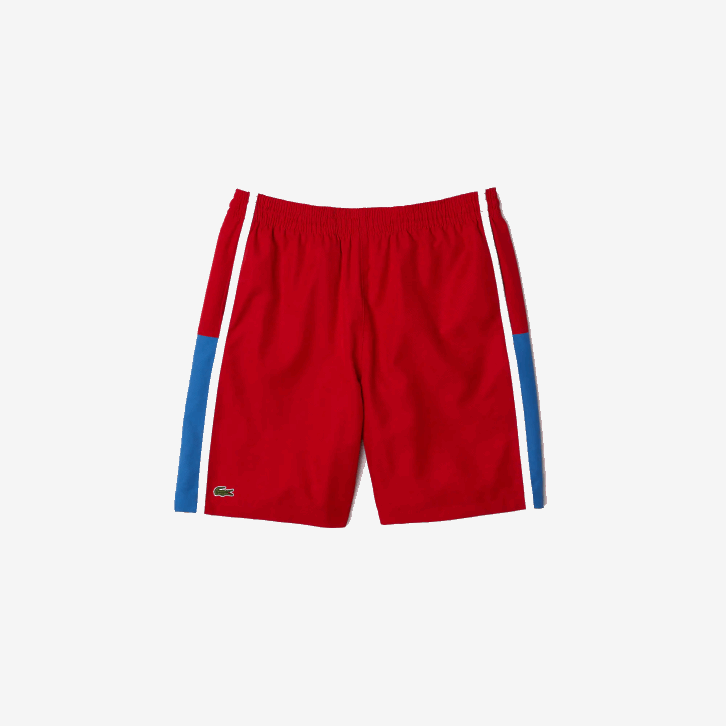 homens Lacoste vermelho azul branco cmj shorts leves com painéis colorblock esportivos 08D01366