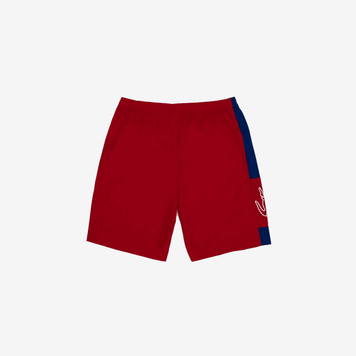 homens Lacoste vermelho azul branco wp7 bermuda esporte light colorblock 08D01625