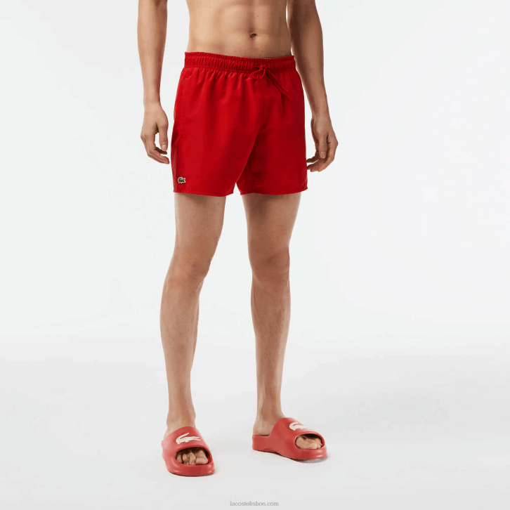 homens Lacoste vermelho verde 8un calções de banho leves de secagem rápida 08D0542