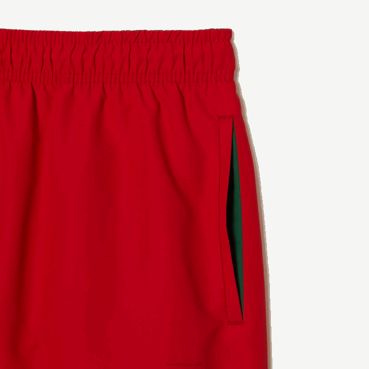homens Lacoste vermelho verde 8un calções de banho leves de secagem rápida 08D0542