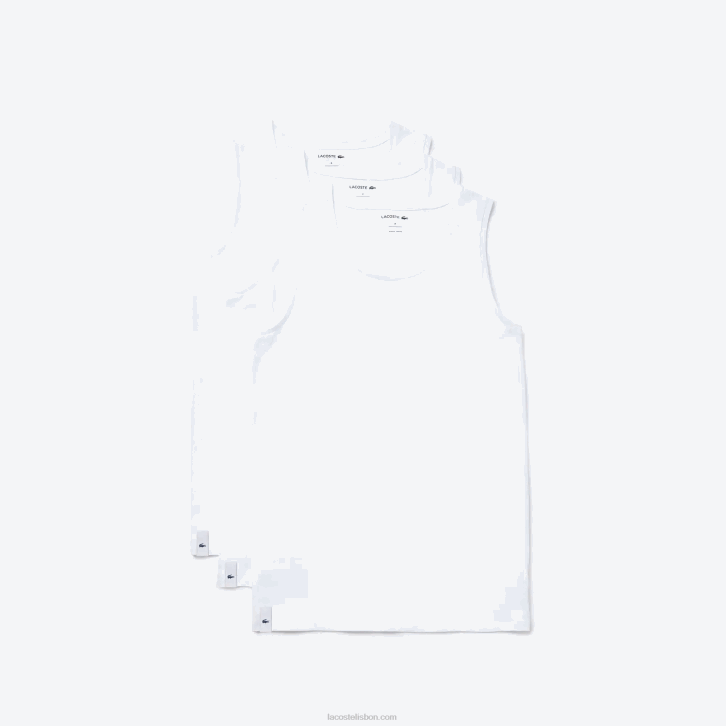 homens Lacoste branco 001 top de algodão pacote com 3 08D01360