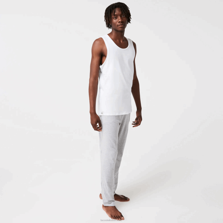 homens Lacoste branco 001 top de algodão pacote com 3 08D01360