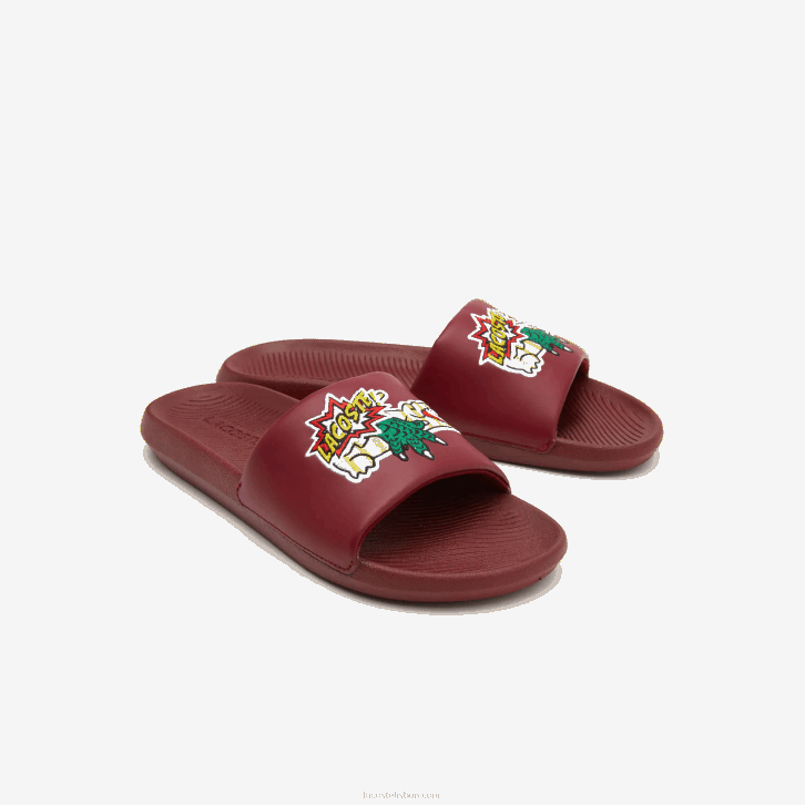 homens Lacoste amarelo bordô amr slides sintéticos croco 08D01774