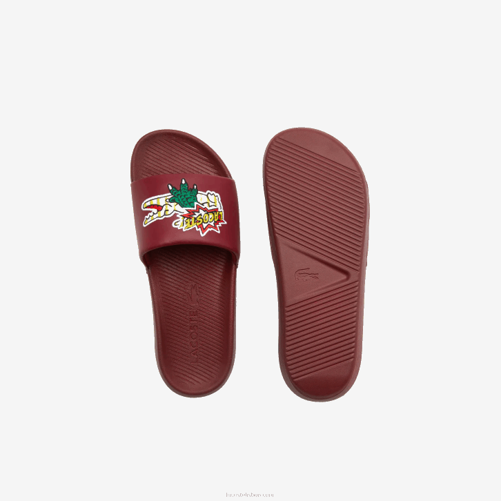 homens Lacoste amarelo bordô amr slides sintéticos croco 08D01774