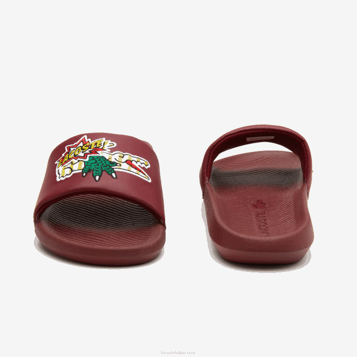 homens Lacoste amarelo bordô amr slides sintéticos croco 08D01774