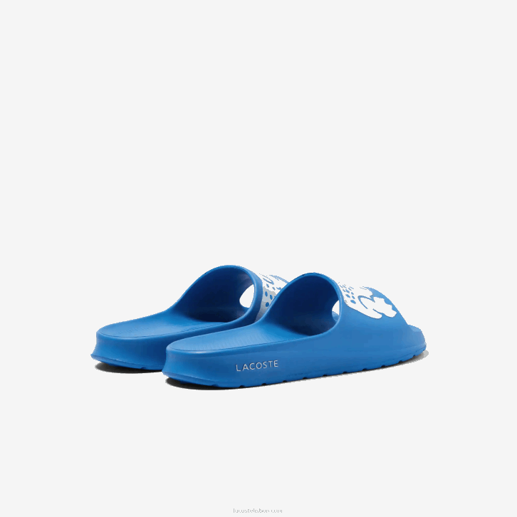 homens Lacoste azul claro branco 2k7 slides de alça de logotipo sintético croco 2.0 08D01897