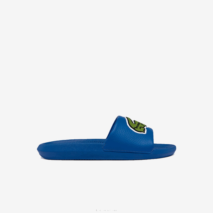 homens Lacoste azul verde bg3 slides de alça de logotipo sintético croco 08D01773