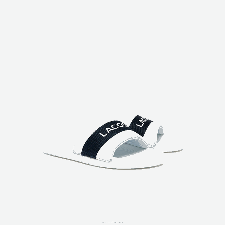 homens Lacoste branco e marinho 042 slides de logotipo têxtil croco 08D01776