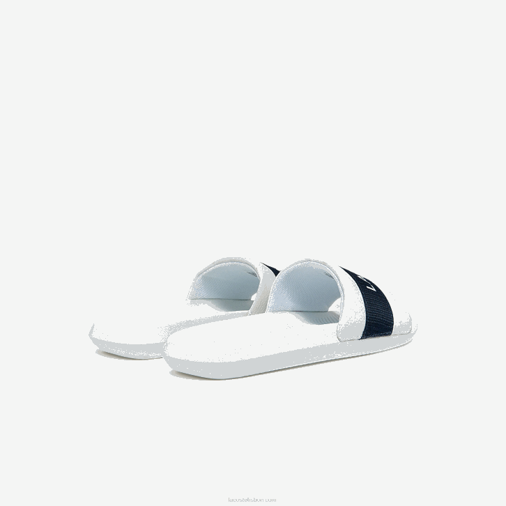 homens Lacoste branco e marinho 042 slides de logotipo têxtil croco 08D01776