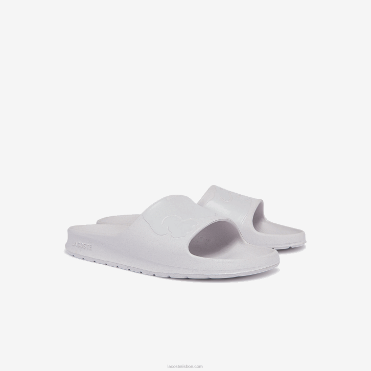 homens Lacoste branco e off white 65t slides de logotipo sintético croco 2.0 08D01880