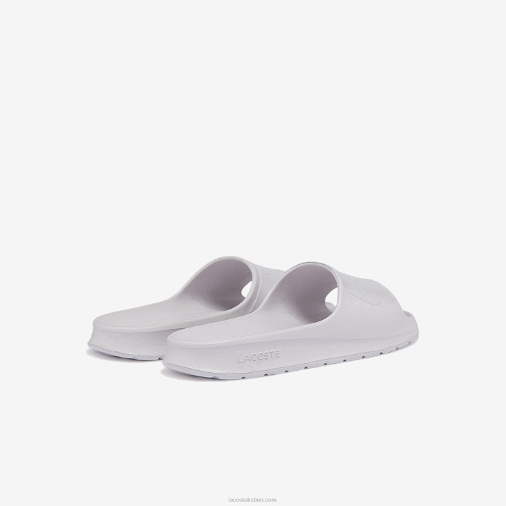 homens Lacoste branco e off white 65t slides de logotipo sintético croco 2.0 08D01880