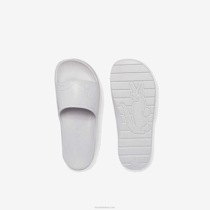homens Lacoste branco e off white 65t slides de logotipo sintético croco 2.0 08D01880