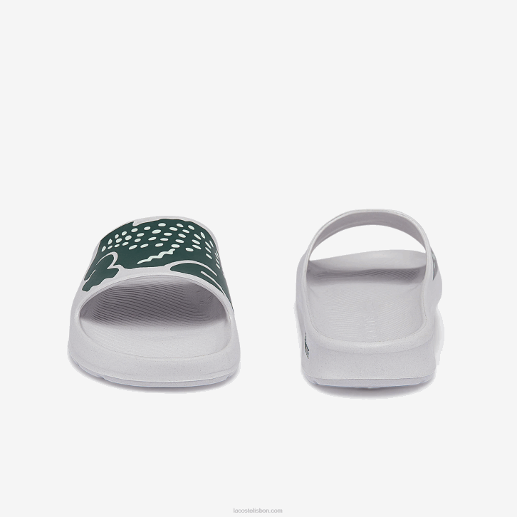 homens Lacoste branco e verde escuro 1r5 slides sintéticos croco 2.0 08D01756