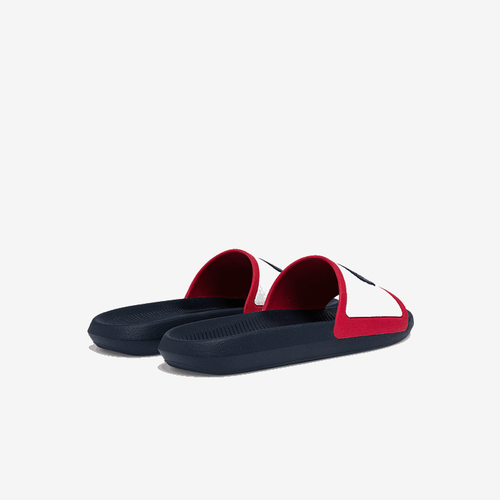homens Lacoste branco/marinho e vermelho 407 slides tricolor de borracha croco 08D01896