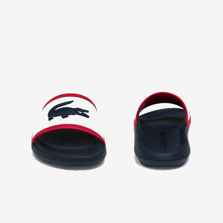 homens Lacoste branco/marinho e vermelho 407 slides tricolor de borracha croco 08D01896