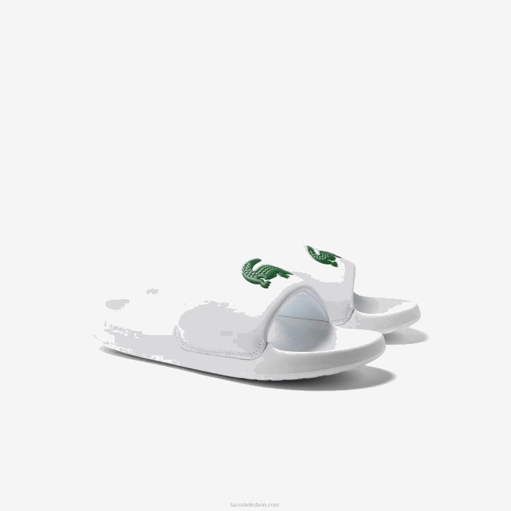 homens Lacoste branco/verde 082 slides sintéticos croco 1.0 08D01728