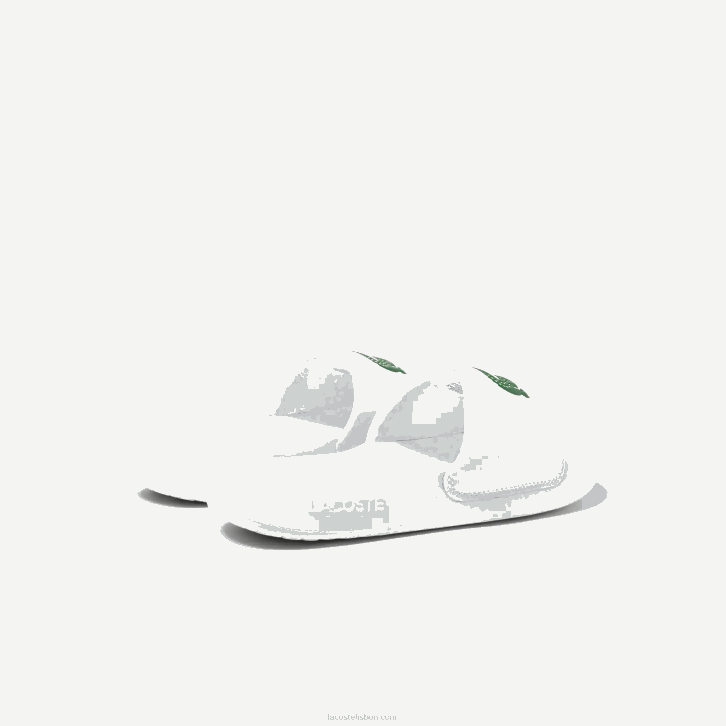 homens Lacoste branco/verde 082 slides sintéticos croco 1.0 08D01728