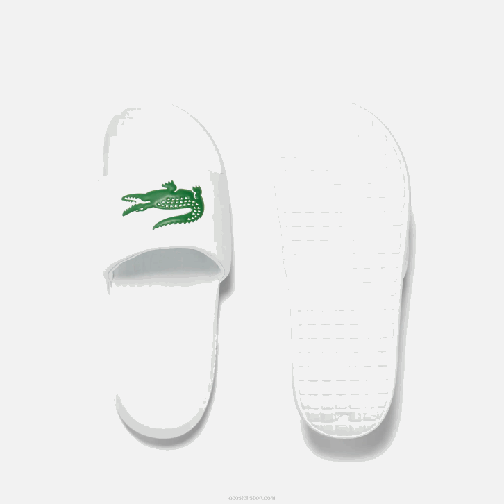 homens Lacoste branco/verde 082 slides sintéticos croco 1.0 08D01728