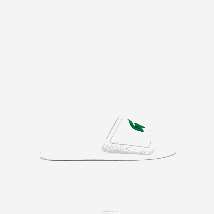 homens Lacoste branco/verde 082 slides sintéticos repelentes de água croco 08D01819