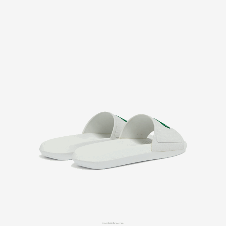 homens Lacoste branco/verde 082 slides sintéticos repelentes de água croco 08D01819