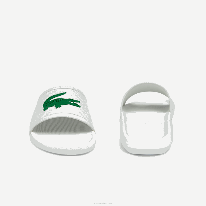 homens Lacoste branco/verde 082 slides sintéticos repelentes de água croco 08D01819