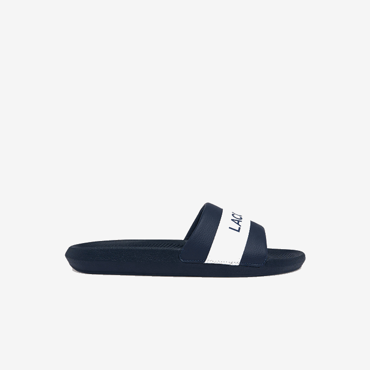 homens Lacoste marinho e branco 092 slides de logotipo têxtil croco 08D01775