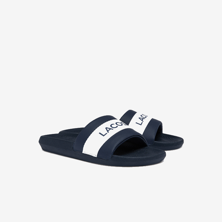 homens Lacoste marinho e branco 092 slides de logotipo têxtil croco 08D01775