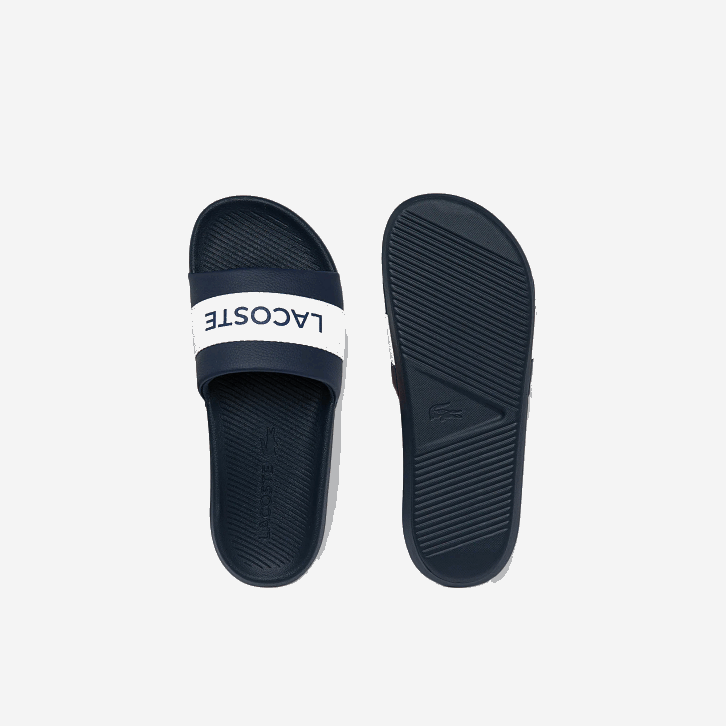 homens Lacoste marinho e branco 092 slides de logotipo têxtil croco 08D01775