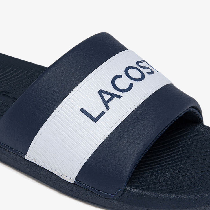 homens Lacoste marinho e branco 092 slides de logotipo têxtil croco 08D01775