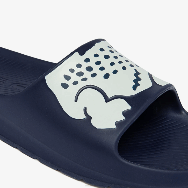 homens Lacoste marinho e branco 092 slides sintéticos croco 2.0 08D01755