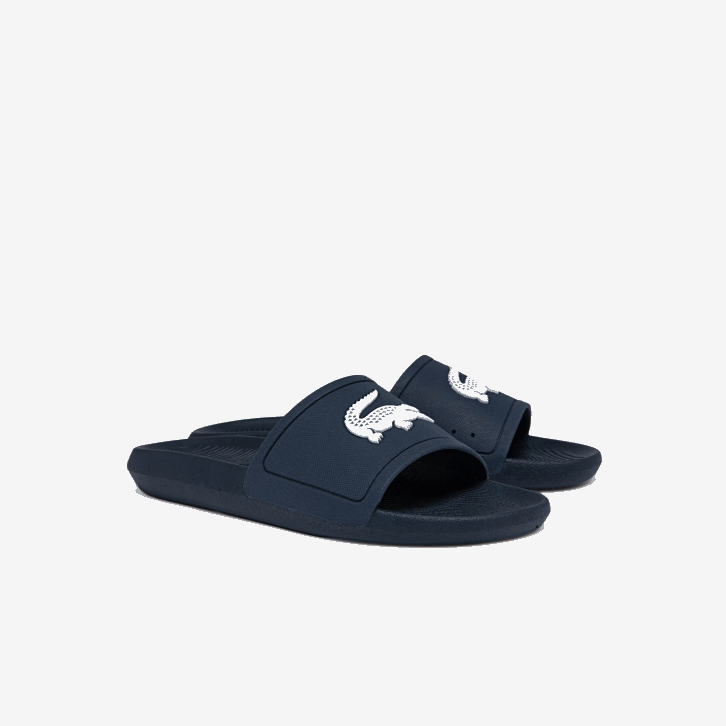 homens Lacoste marinho e branco 092 slides sintéticos repelentes de água croco 08D01820
