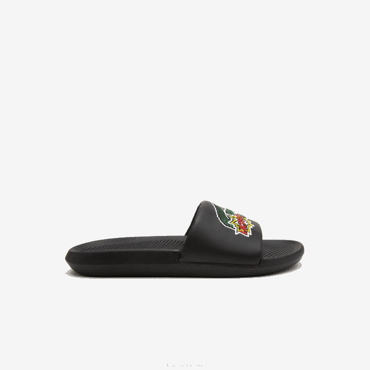 homens Lacoste preto 02h slides sintéticos croco 08D01761