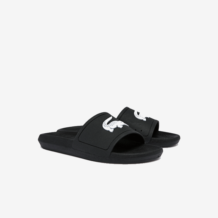 homens Lacoste preto e branco 312 slides sintéticos repelentes de água croco 08D01821