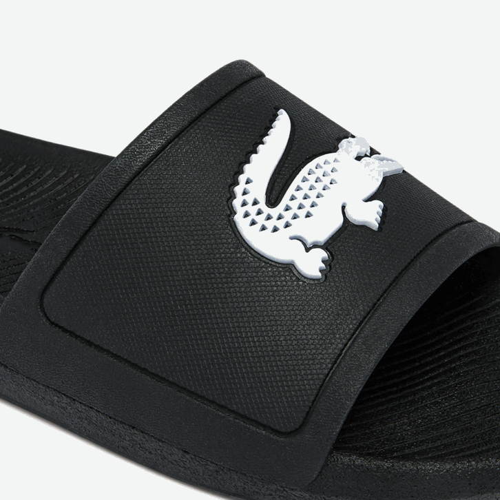 homens Lacoste preto e branco 312 slides sintéticos repelentes de água croco 08D01821