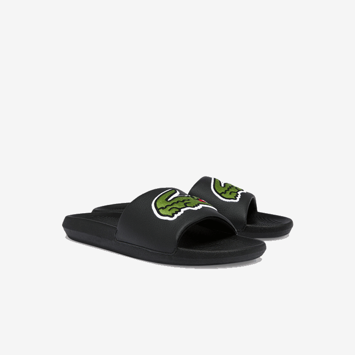 homens Lacoste preto e verde 1b4 slides sintéticos croco 08D01808