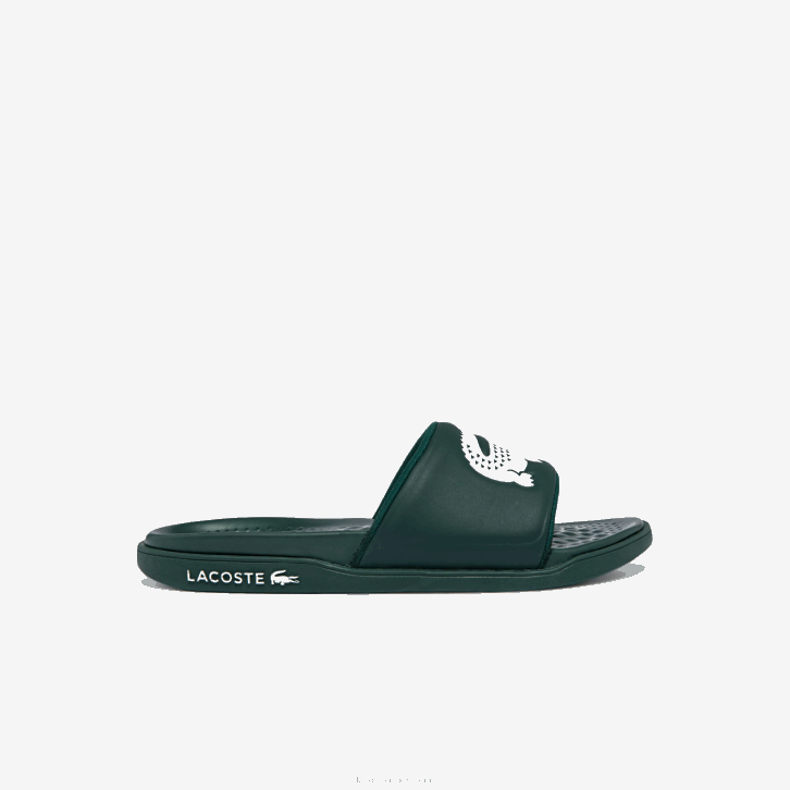 homens Lacoste verde escuro branco 2d2 slides de alça de logotipo sintético croco dualiste 08D01764