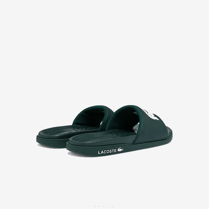 homens Lacoste verde escuro branco 2d2 slides de alça de logotipo sintético croco dualiste 08D01764