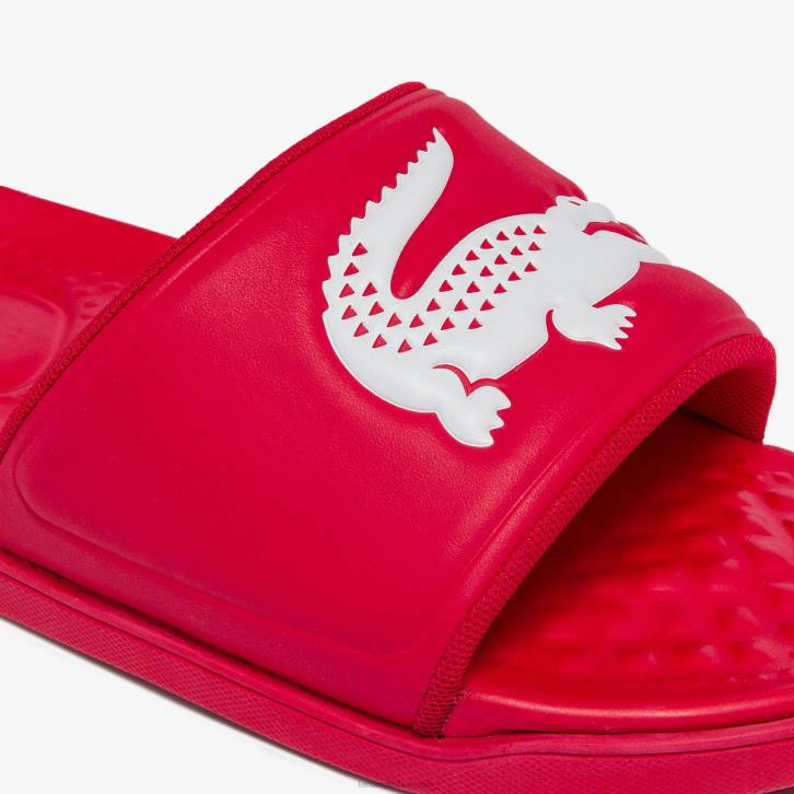homens Lacoste vermelho branco 17k slides de alça de logotipo sintético croco dualiste 08D01767