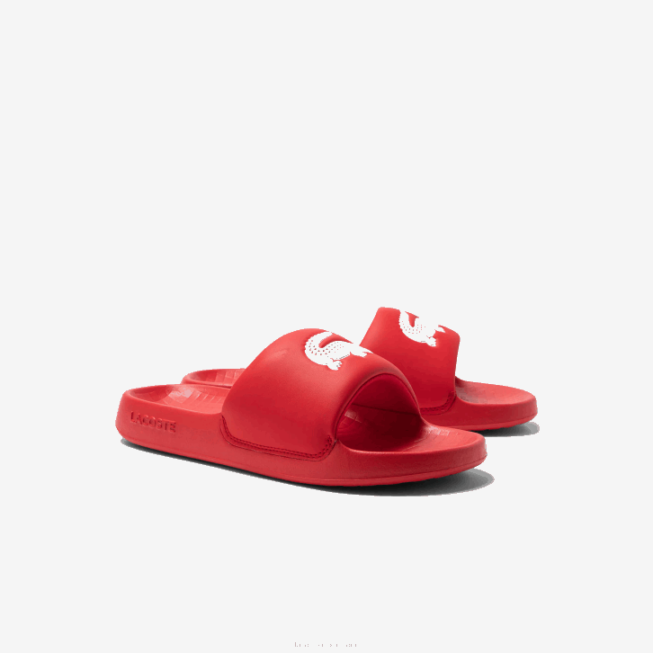 homens Lacoste vermelho branco 17k slides sintéticos croco 1.0 08D01729