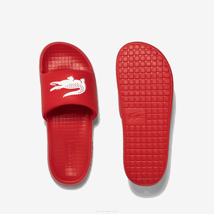 homens Lacoste vermelho branco 17k slides sintéticos croco 1.0 08D01729
