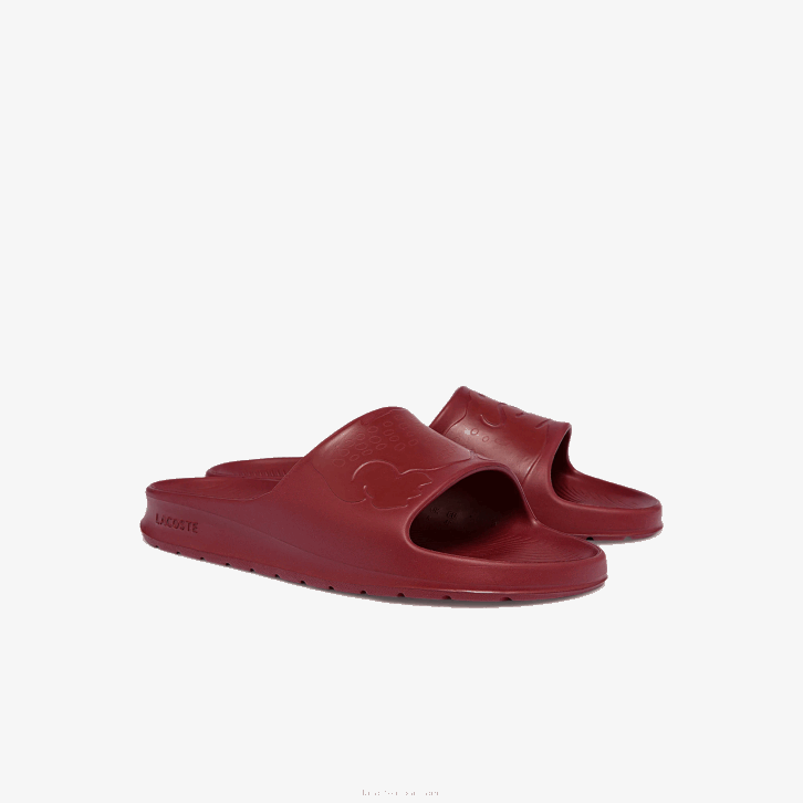 homens Lacoste vermelho escuro dr2 slides de logotipo sintético croco 2.0 08D01813