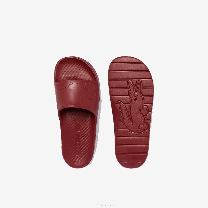 homens Lacoste vermelho escuro dr2 slides de logotipo sintético croco 2.0 08D01813