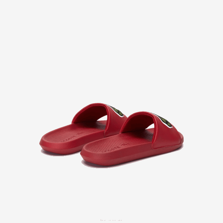 homens Lacoste vermelho verde t2q slides sintéticos croco 08D01810