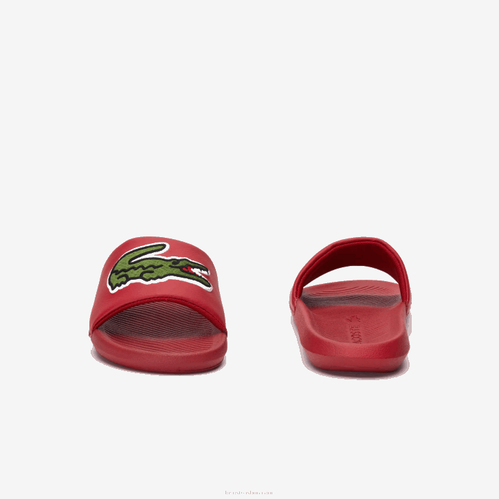homens Lacoste vermelho verde t2q slides sintéticos croco 08D01810
