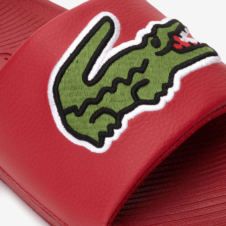 homens Lacoste vermelho verde t2q slides sintéticos croco 08D01810
