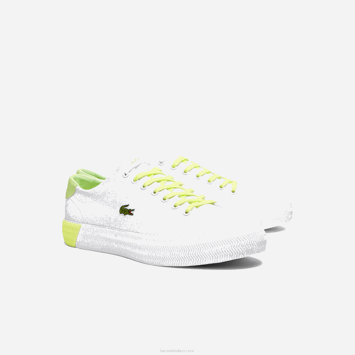 homens Lacoste branco e amarelo claro 2h8 tênis gripshot em lona e couro 08D01889