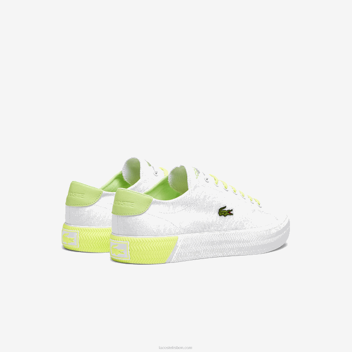 homens Lacoste branco e amarelo claro 2h8 tênis gripshot em lona e couro 08D01889