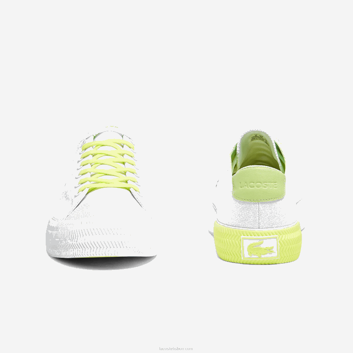homens Lacoste branco e amarelo claro 2h8 tênis gripshot em lona e couro 08D01889